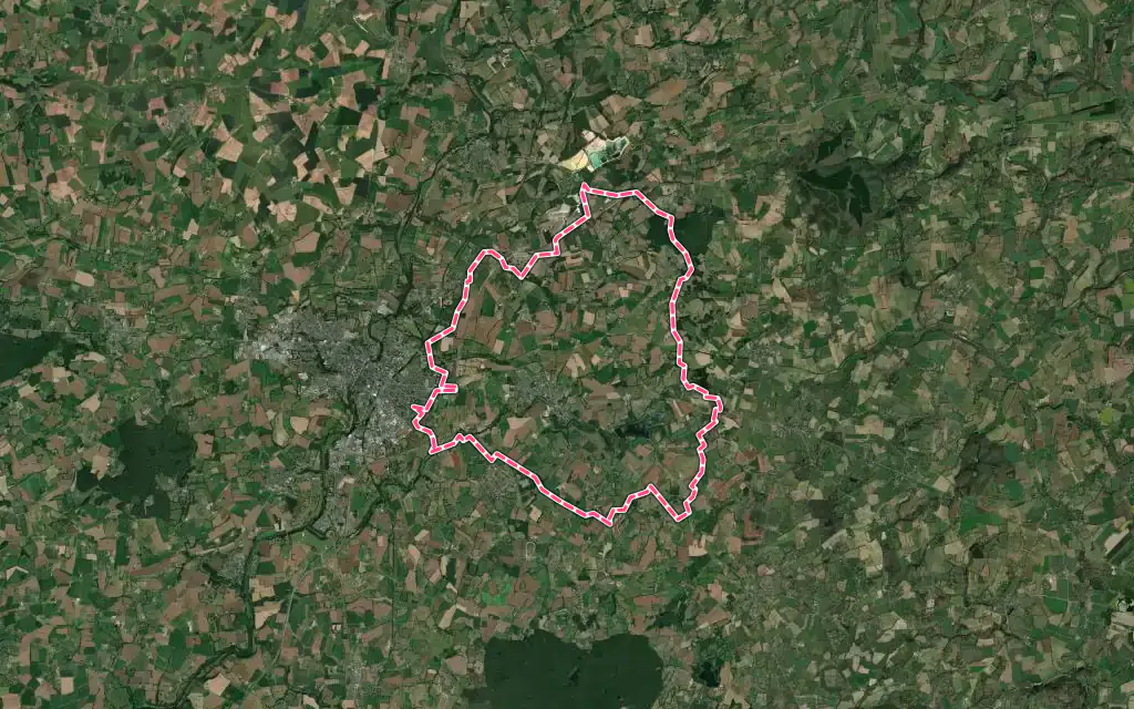 Vue satellite de Aron avec ses contours administratifs