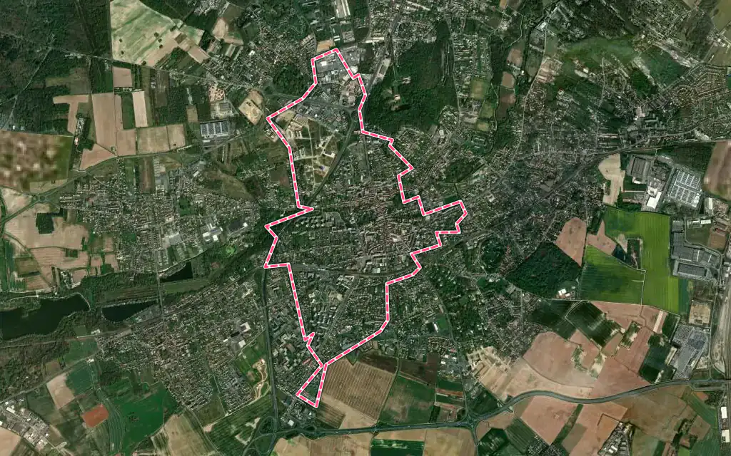 Vue satellite de Arpajon avec ses contours administratifs