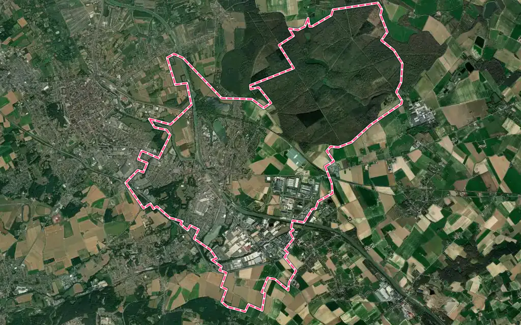Vue satellite de Arques avec ses contours administratifs