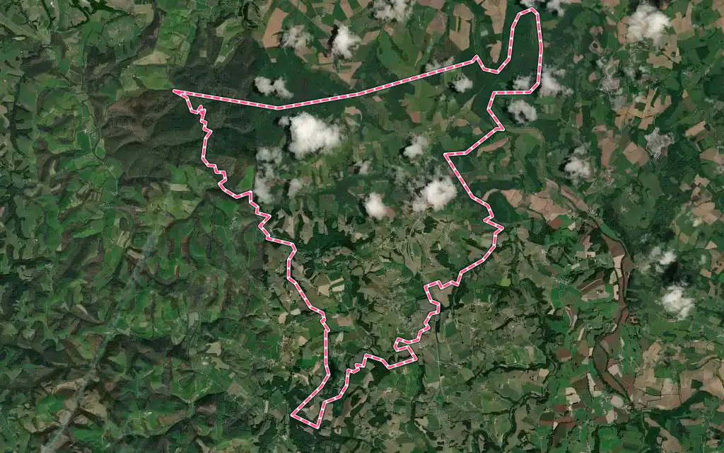 Vue satellite de Arraute-Charritte avec ses contours administratifs
