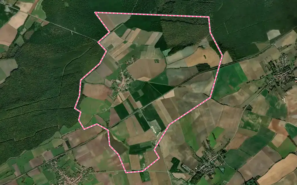 Vue satellite de Arriance avec ses contours administratifs