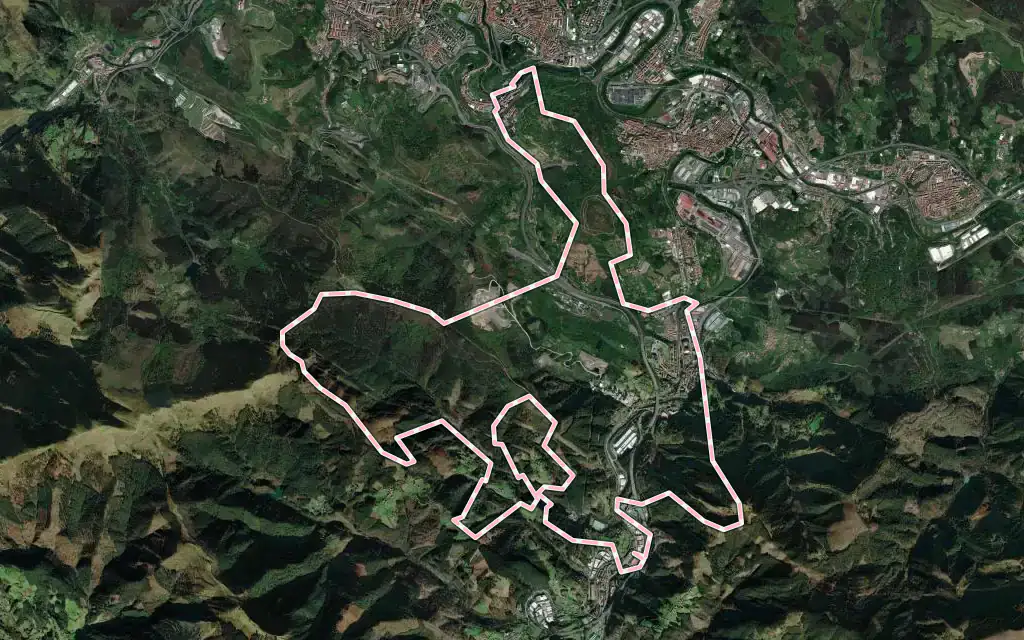 Vista satélite de Arrigorriaga con su contorno administrativo