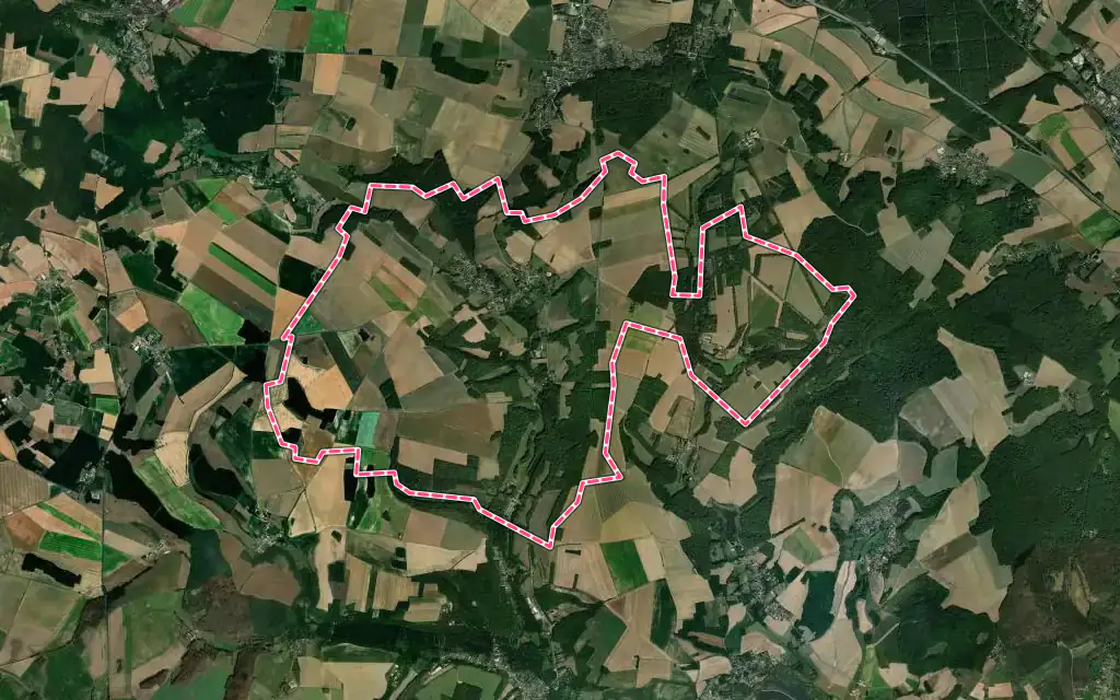 Vue satellite de Arronville avec ses contours administratifs