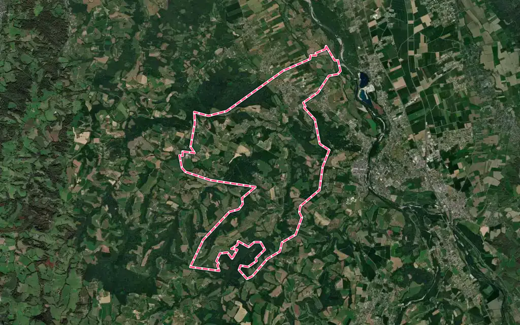 Vue satellite de Arros-de-Nay avec ses contours administratifs