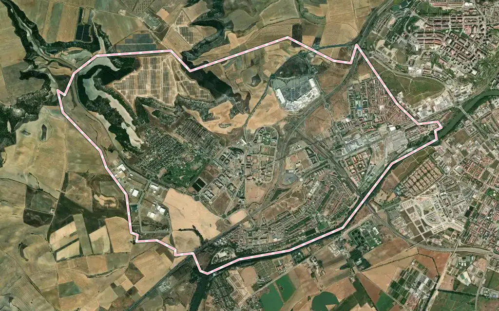 Vista satélite de Arroyo de la Encomienda con su contorno administrativo