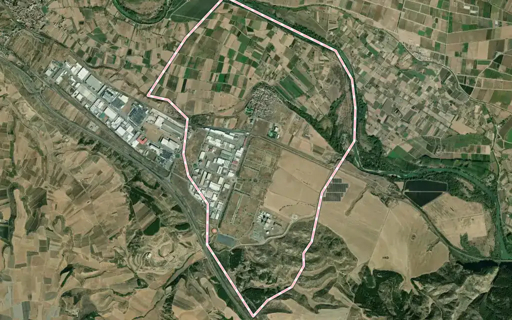 Vista satélite de Arrúbal con su contorno administrativo