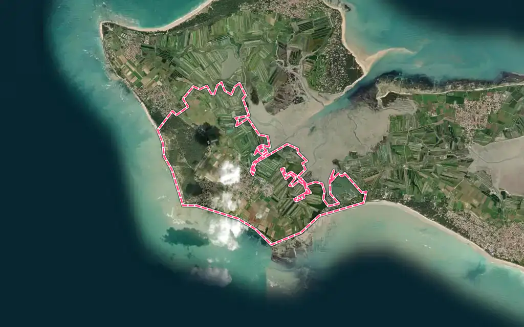 Vue satellite de Ars-en-Ré avec ses contours administratifs