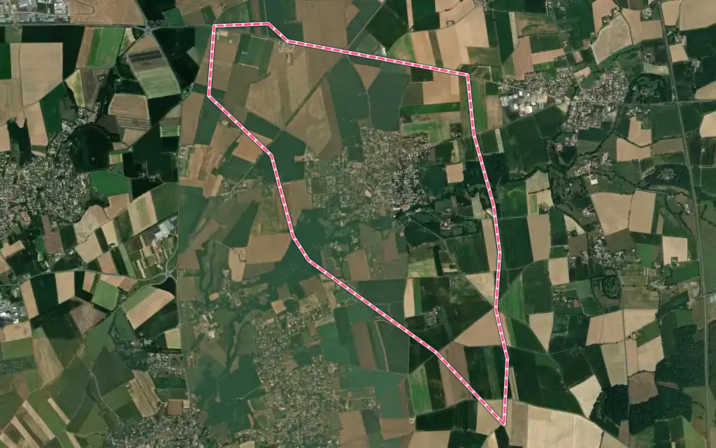 Vue satellite de Ars-sur-Formans avec ses contours administratifs