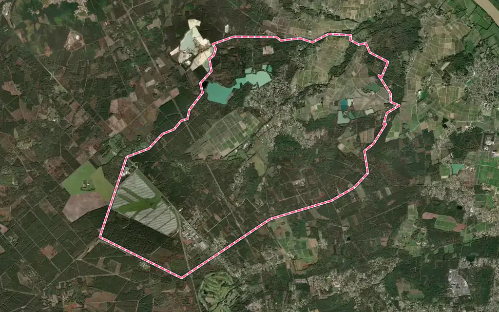 Vue satellite de Arsac avec ses contours administratifs