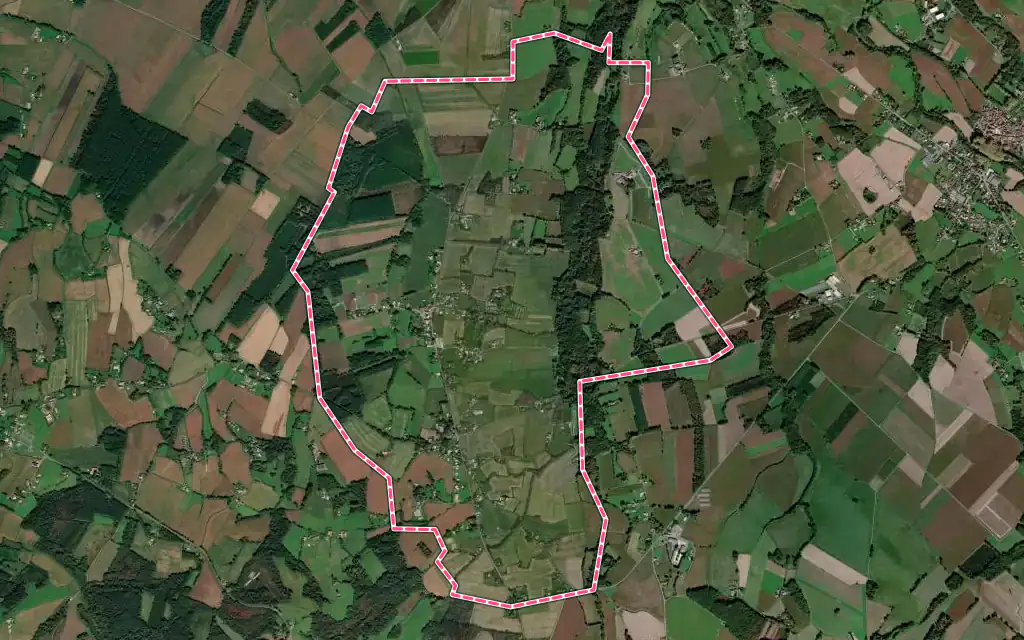 Vue satellite de Arsague avec ses contours administratifs
