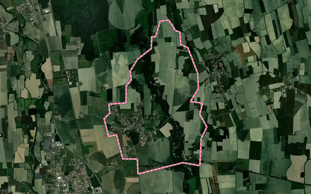 Vue satellite de Artagnan avec ses contours administratifs