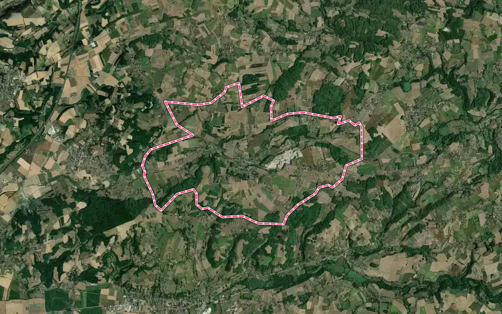 Vue satellite de Artas avec ses contours administratifs