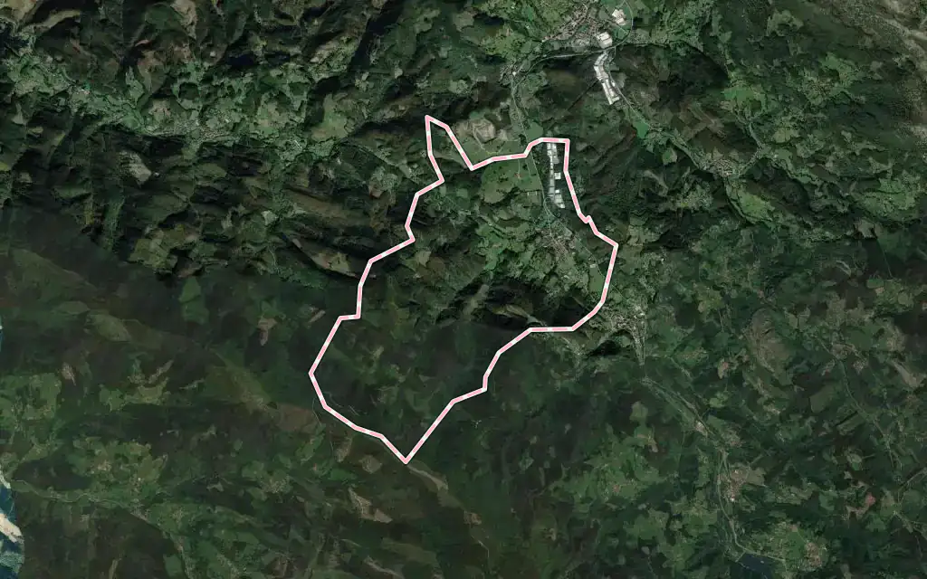 Vista satélite de Artea con su contorno administrativo