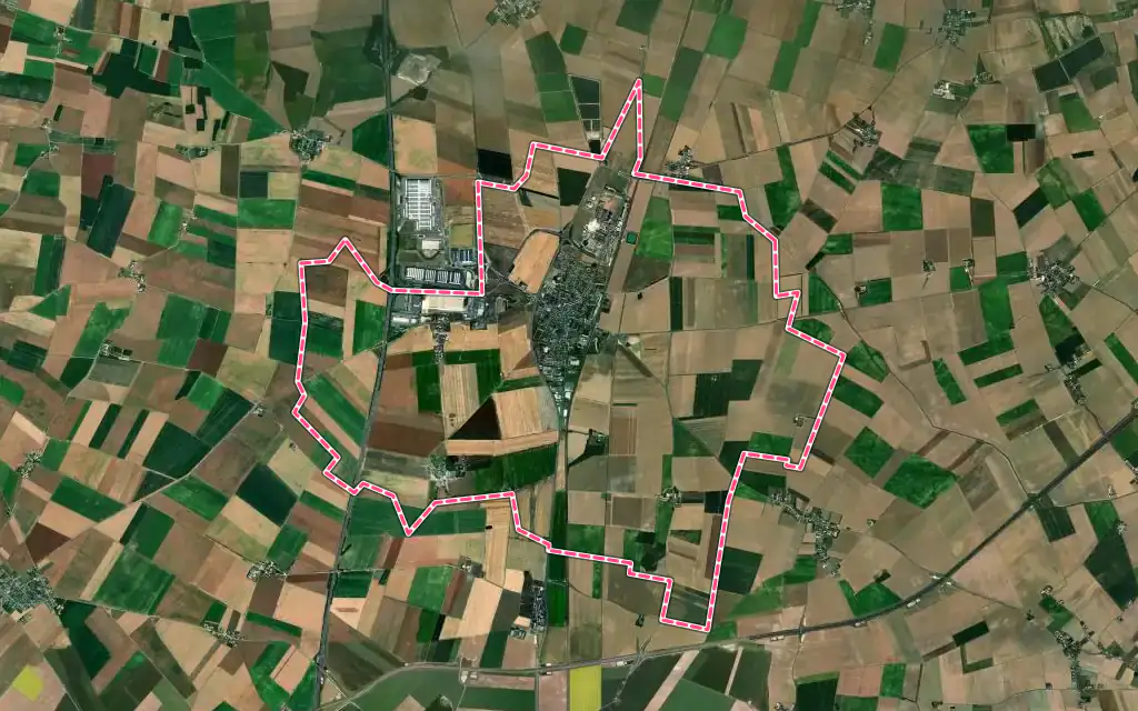 Vue satellite de Artenay avec ses contours administratifs