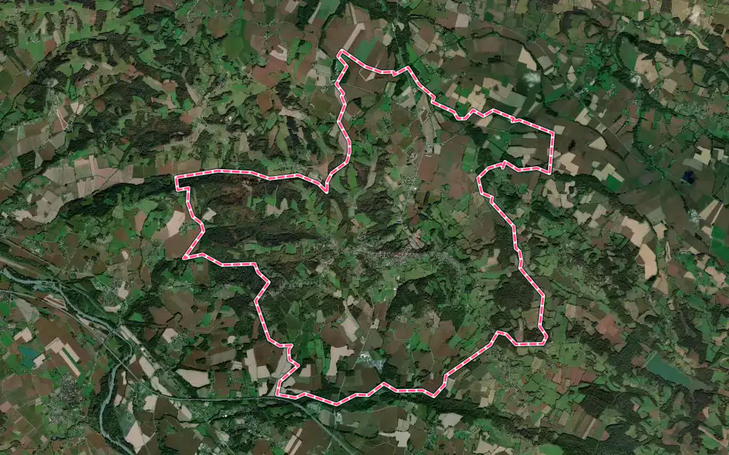 Vue satellite de Arthez-de-Béarn avec ses contours administratifs