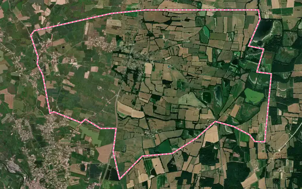 Vue satellite de Arthun avec ses contours administratifs