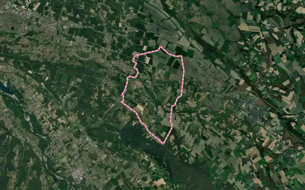 Vue satellite de Artigueloutan avec ses contours administratifs