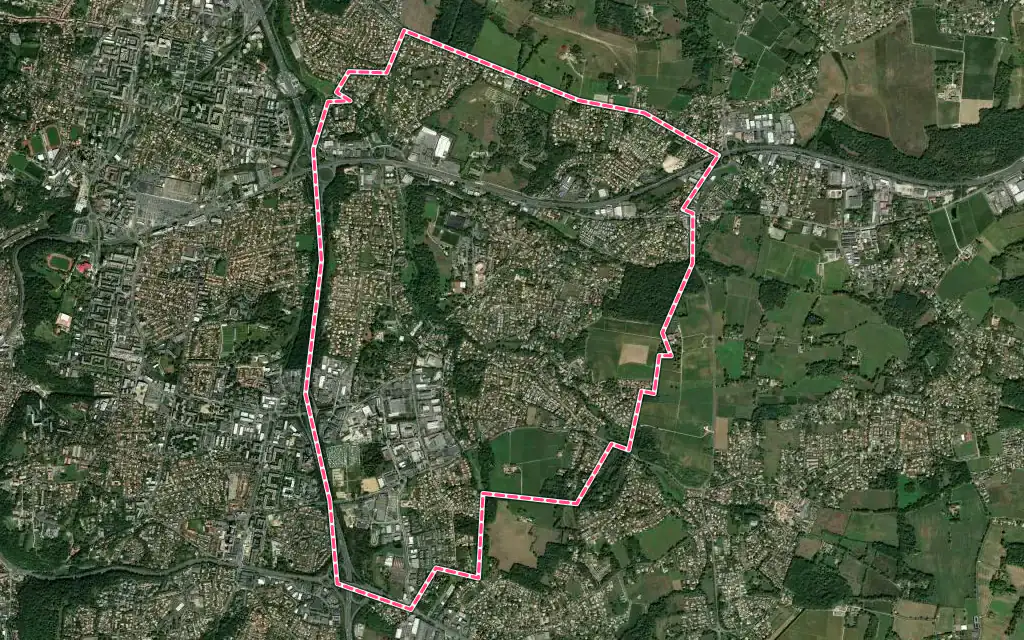 Vue satellite de Artigues-près-Bordeaux avec ses contours administratifs