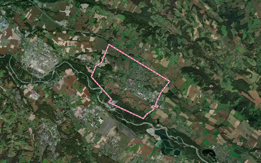 Vue satellite de Artix avec ses contours administratifs