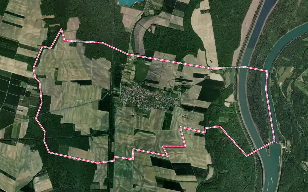 Vue satellite de Artzenheim avec ses contours administratifs