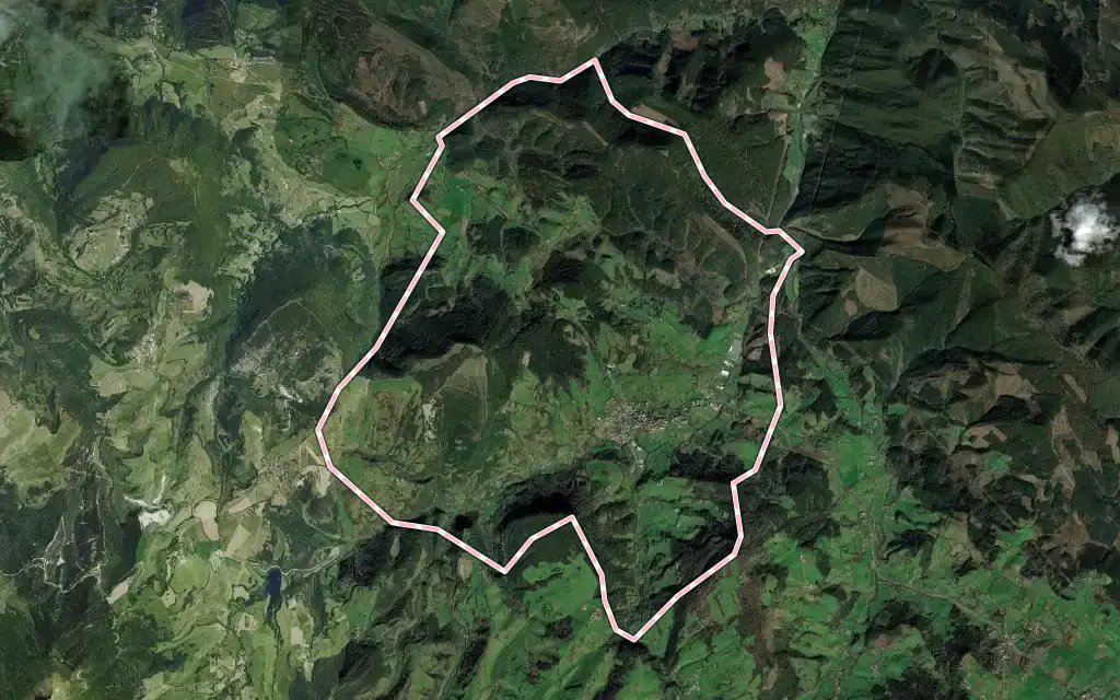 Vista satélite de Artziniega con su contorno administrativo