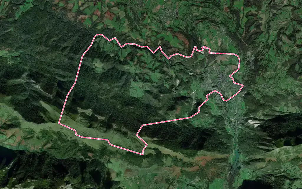 Vue satellite de Arudy avec ses contours administratifs