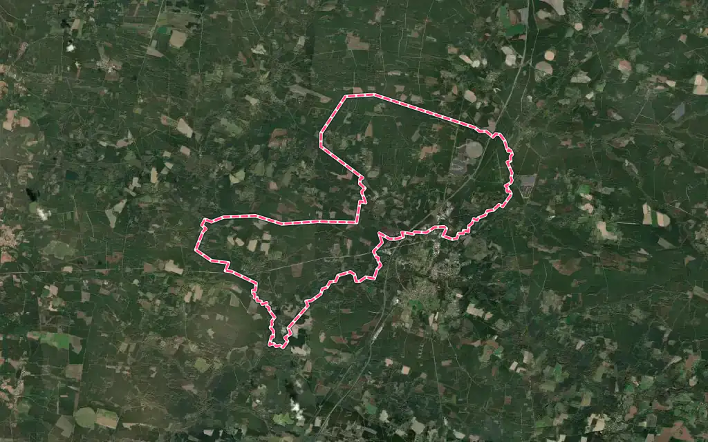 Vue satellite de Arue avec ses contours administratifs