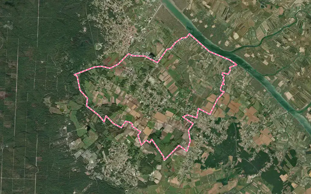 Vue satellite de Arvert avec ses contours administratifs