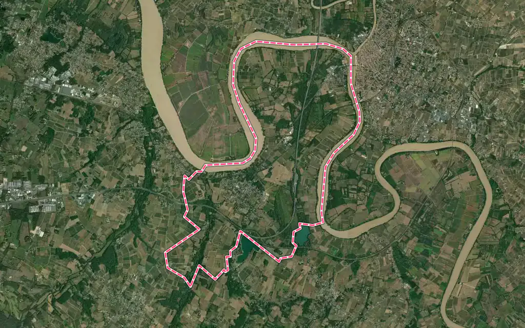 Vue satellite de Arveyres avec ses contours administratifs