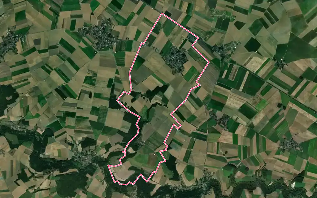 Vue satellite de Arvillers avec ses contours administratifs
