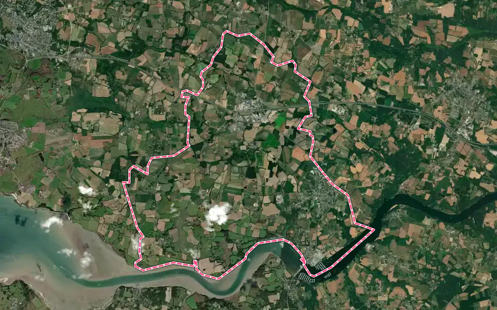 Vue satellite de Arzal avec ses contours administratifs