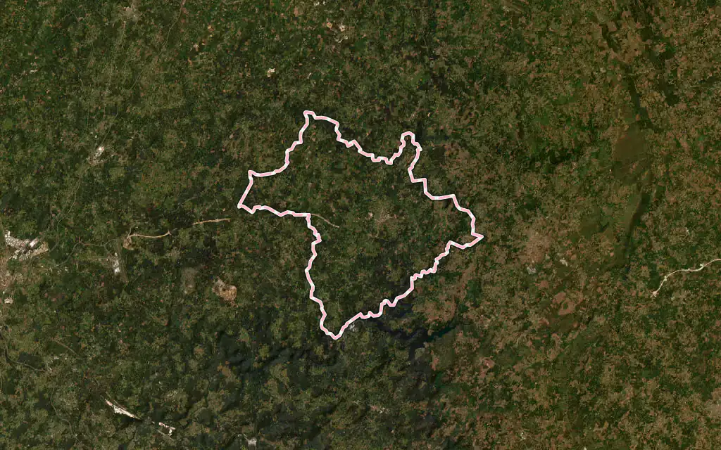Vista satélite de Arzúa con su contorno administrativo