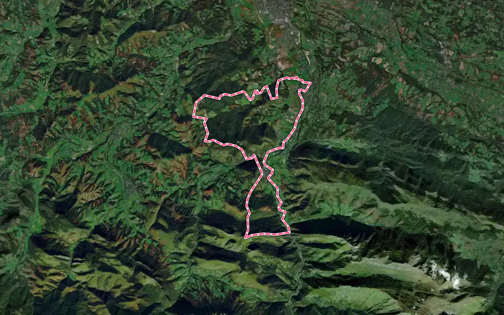 Vue satellite de Asasp-Arros avec ses contours administratifs