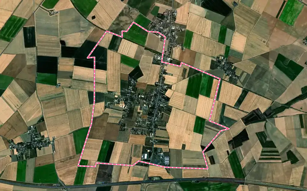 Vue satellite de Ascoux avec ses contours administratifs