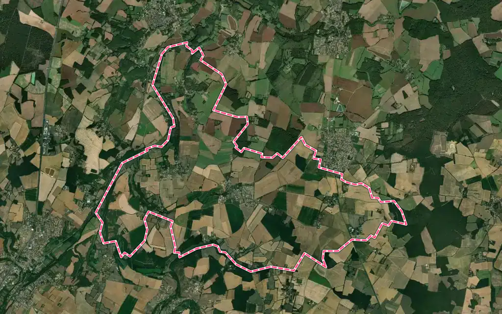 Vue satellite de Aslonnes avec ses contours administratifs