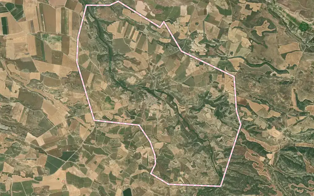 Vista satélite de Aspa con su contorno administrativo