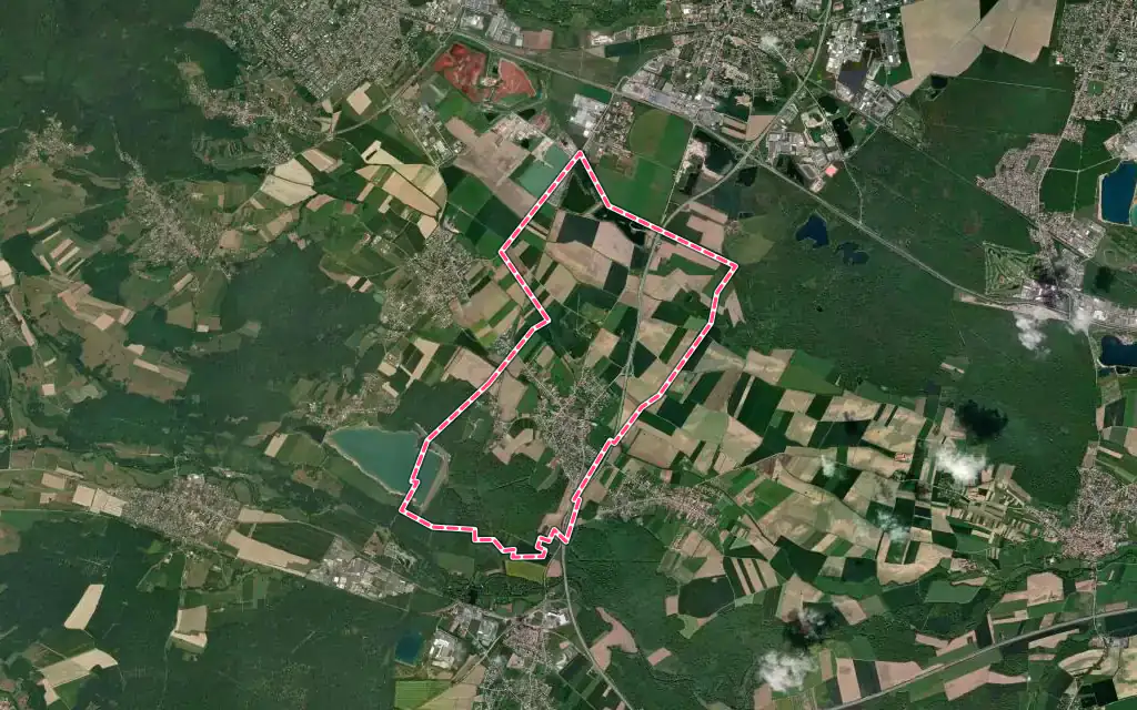 Vue satellite de Aspach-le-Bas avec ses contours administratifs