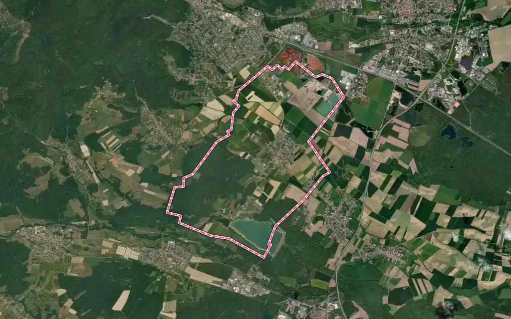 Vue satellite de Aspach-Michelbach avec ses contours administratifs