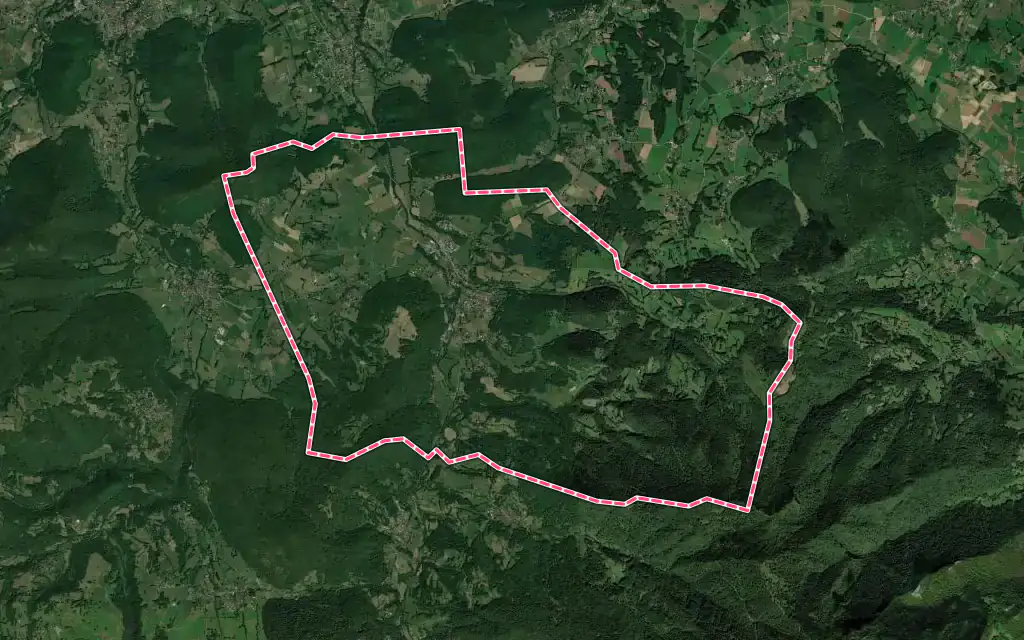 Vue satellite de Aspet avec ses contours administratifs