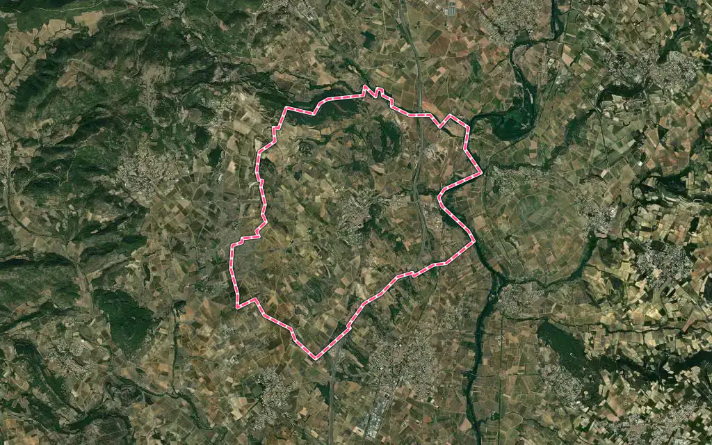 Vue satellite de Aspiran avec ses contours administratifs