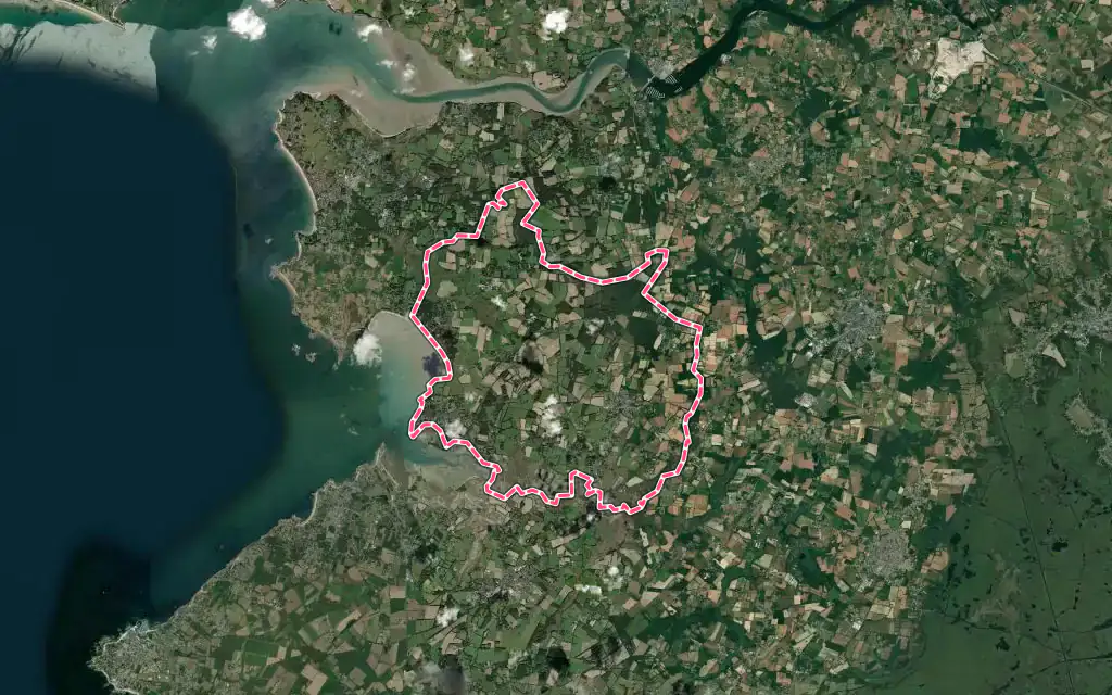 Vue satellite de Assérac avec ses contours administratifs