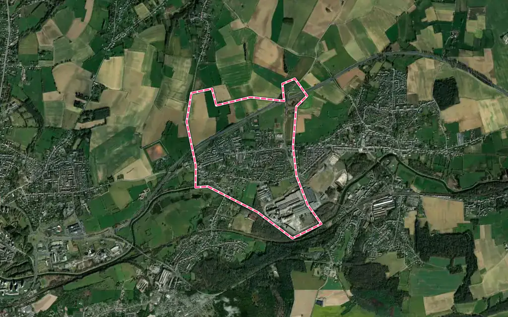 Vue satellite de Assevent avec ses contours administratifs