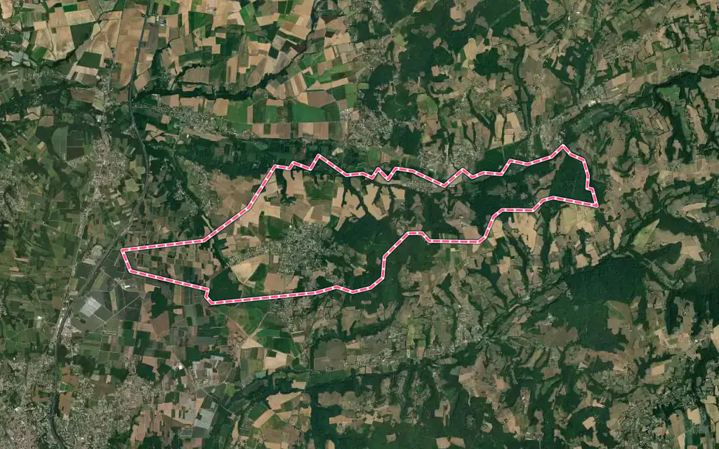 Vue satellite de Assieu avec ses contours administratifs