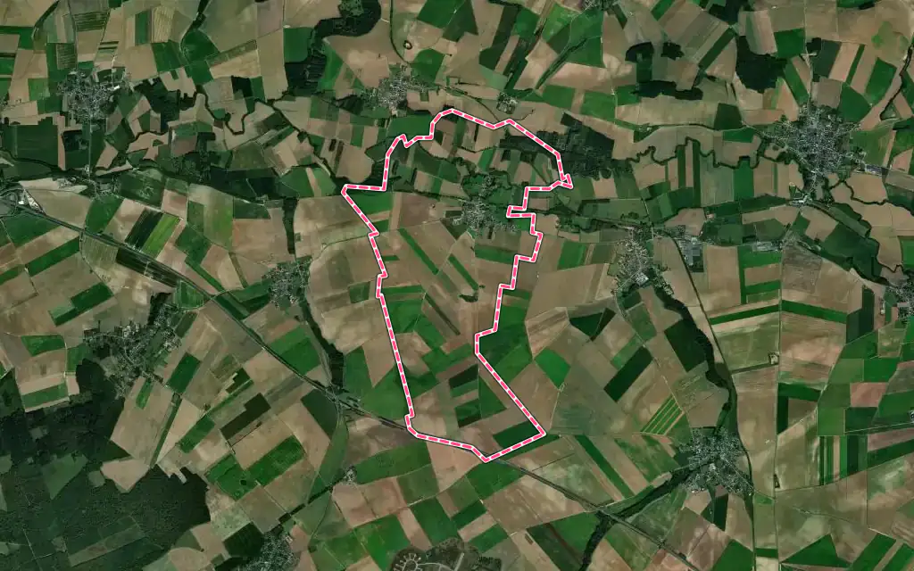 Vue satellite de Assis-sur-Serre avec ses contours administratifs