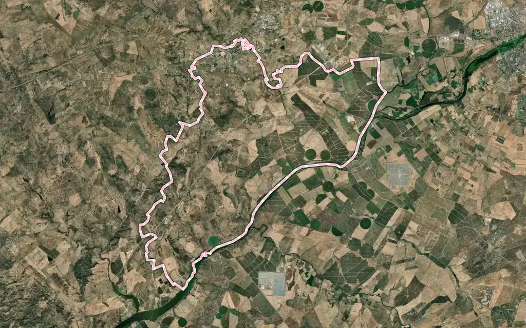 Vista satélite de Assunção, Ajuda, Salvador e Santo Ildefonso con su contorno administrativo