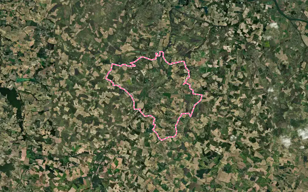 Vue satellite de Astaffort avec ses contours administratifs