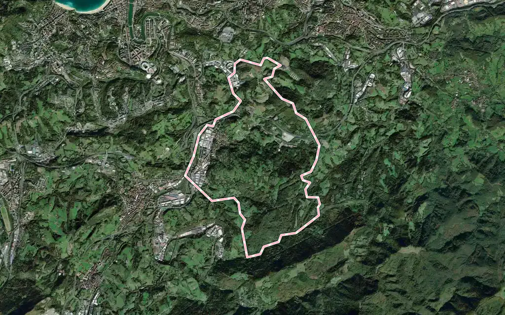 Vista satélite de Astigarraga con su contorno administrativo