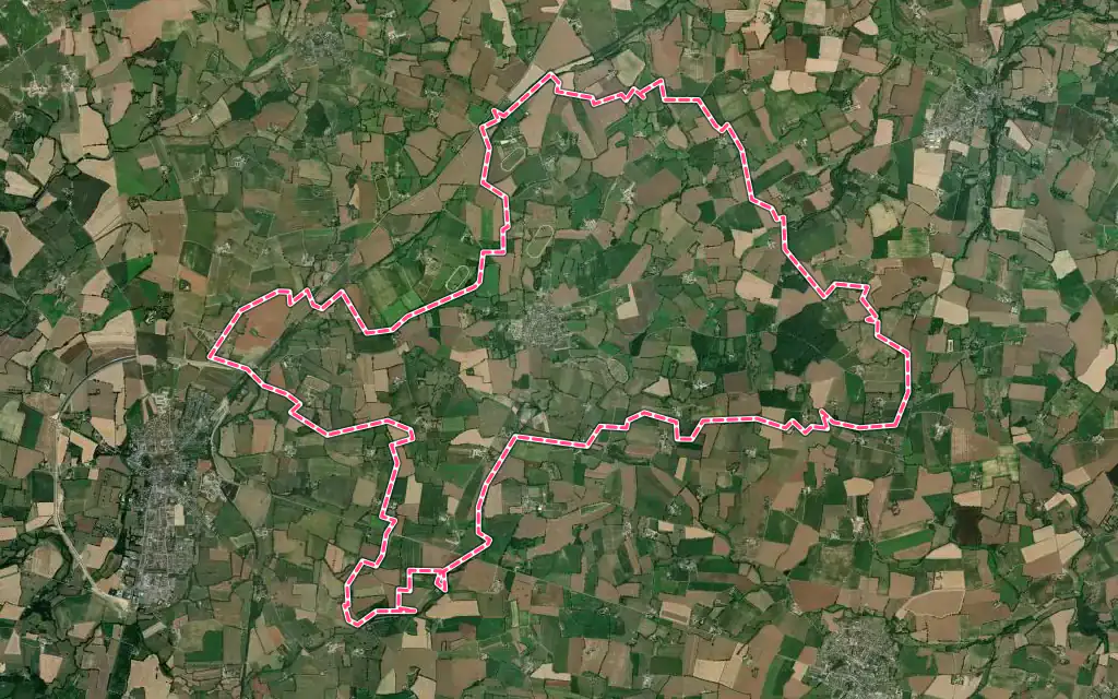 Vue satellite de Astillé avec ses contours administratifs