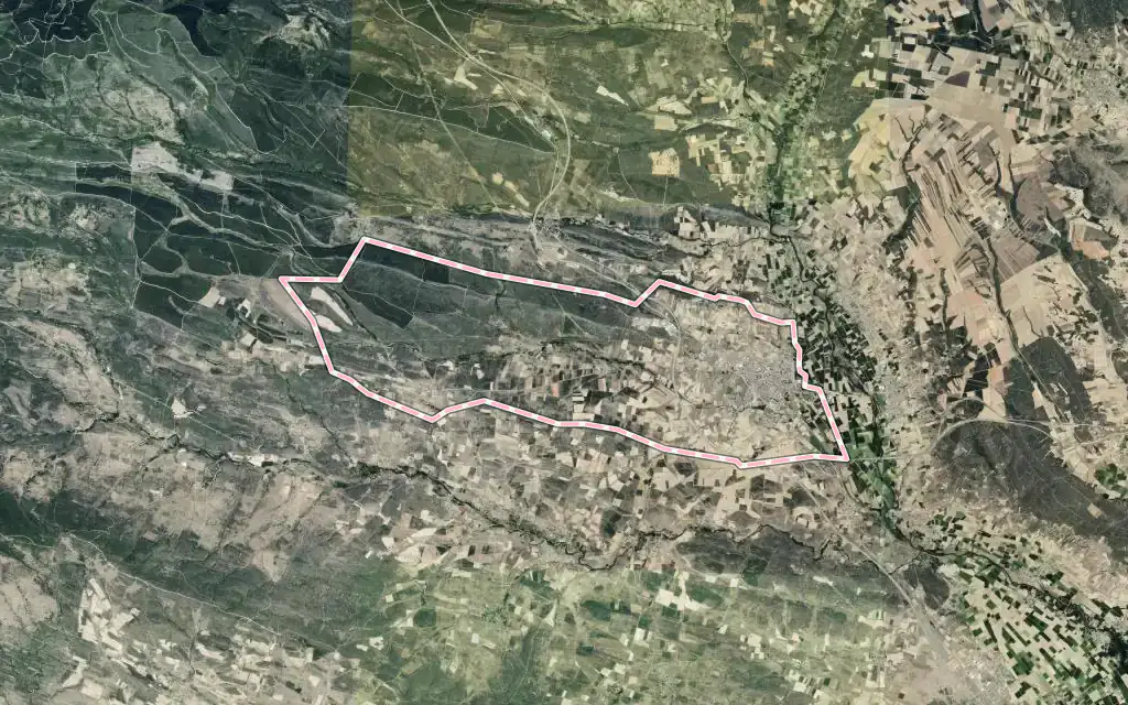 Vista satélite de Astorga con su contorno administrativo