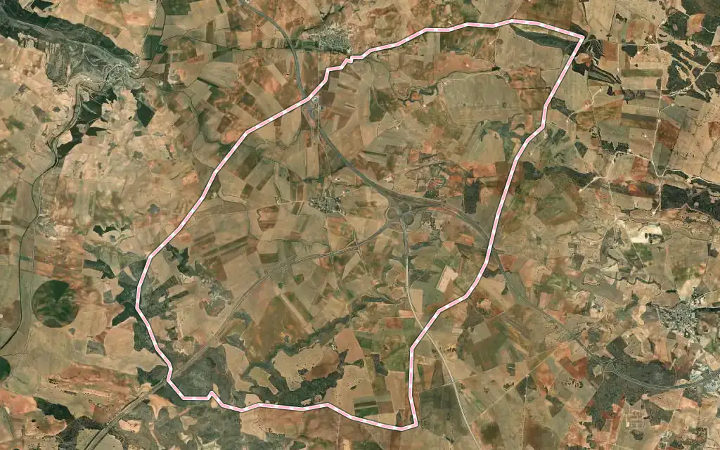 Vista satélite de Atalaya del Cañavate con su contorno administrativo